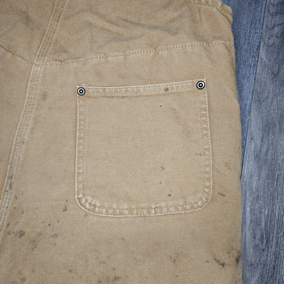 Carhartt Youth Duck Bib Overalls Insulated Double Knee Brown Tan Utility 14 Line - Picture 8 of 14